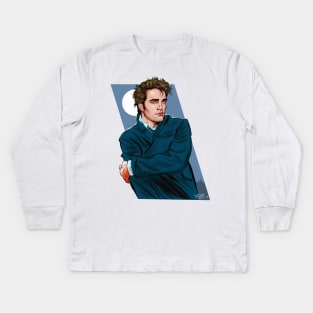 Robert Pattinson - An illustration by Paul Cemmick Kids Long Sleeve T-Shirt